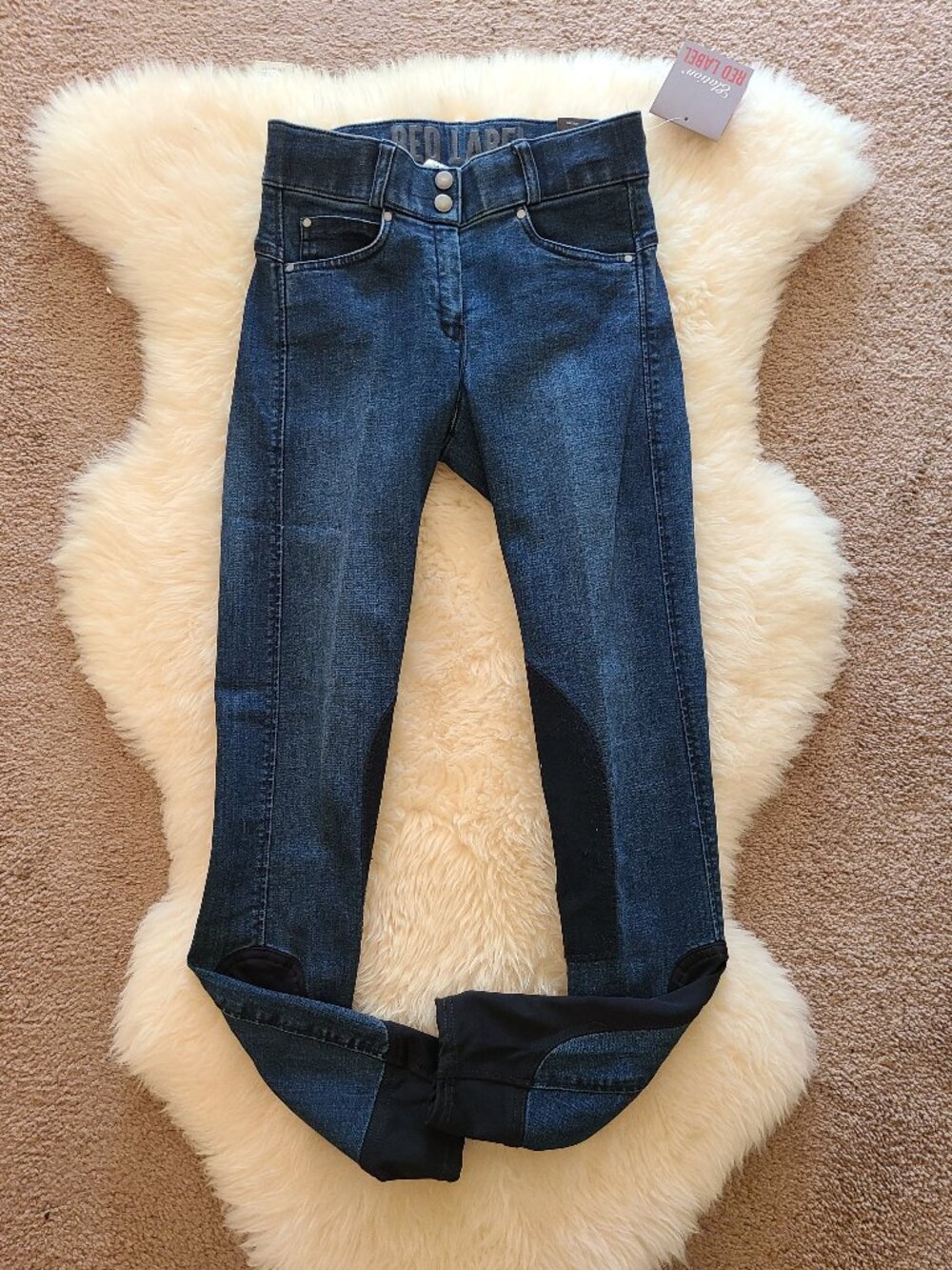 Elation Red Label "Dakota" Knee Patch Denim Breeches - 26 NWT